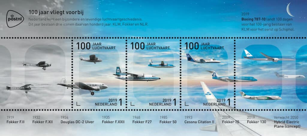 PostNL komt met postzegelvel 100 jaar luchtvaart