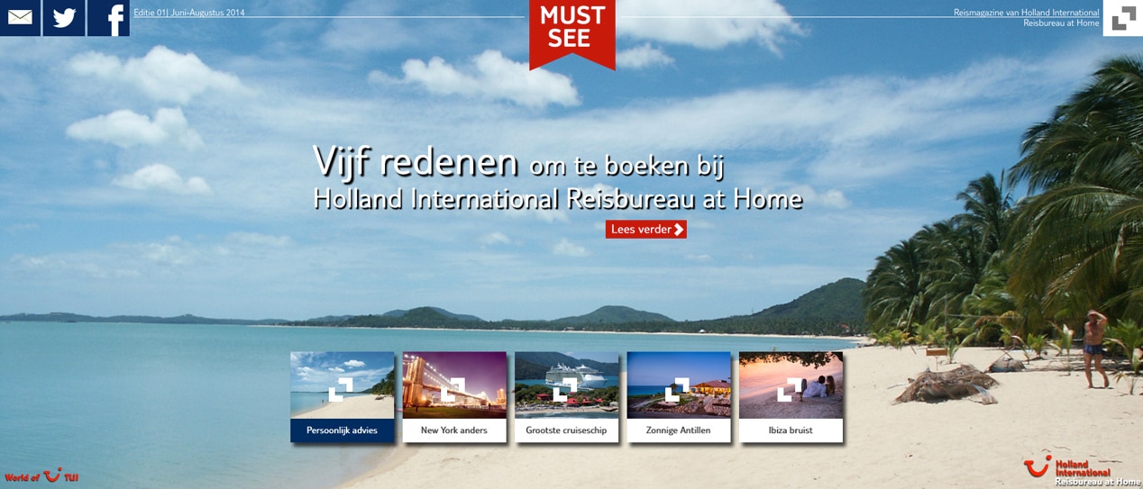 Fabel Gezag metgezel Holland International Reisbureau at Home lanceert eigen online magazine -  Travelpro