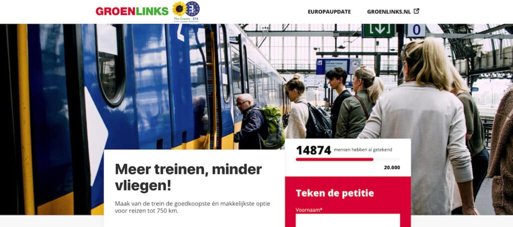 GroenLinks start petitie 'Meer treinen, minder vliegen!'